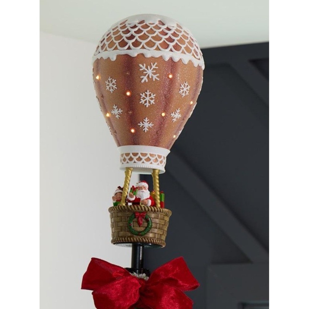 Cracker Barrel Animated Hot Air Balloon Tree Topper Santa Musical Lighted NIB